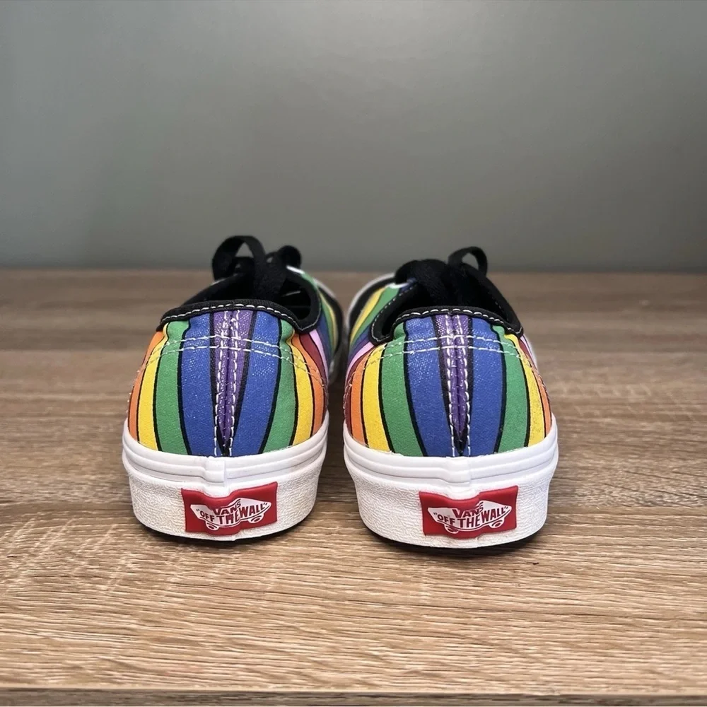Vans Rainbow Stripe Sneakers Black | Size 4.5 Men, 6 Women’s | Classic Lace-Up